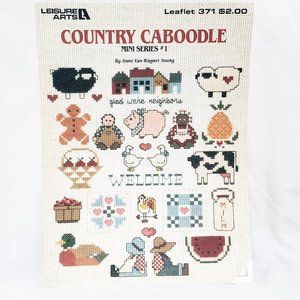 Country Caboodle Cross Stitch Pattern Booklet 371 Leisure Arts Sheep Pig Welcome